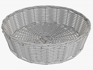 wicker basket dark brown round Model 3D