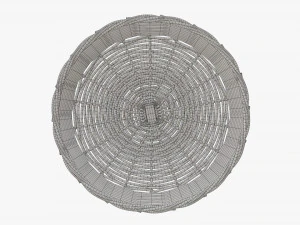 wicker basket dark brown round 3D Model