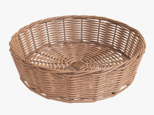 wicker basket light brown round 3D Model