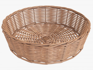 wicker basket light brown round 3D 모델