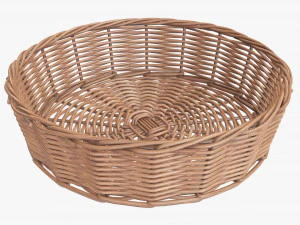 wicker basket light brown round 3D Model