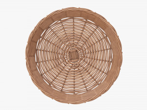 wicker basket light brown round 3D 모델