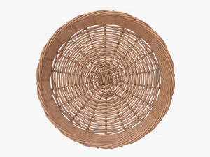 wicker basket light brown round 3D Model