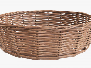 wicker basket light brown round 3D 모델