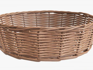 wicker basket light brown round 3D Model