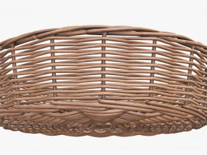 wicker basket light brown round 3D Model