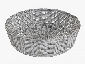 wicker basket light brown round 3D 모델