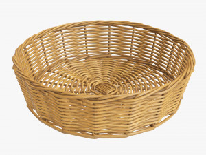 wicker basket medium brown round 3D Model