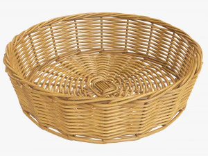 wicker basket medium brown round 3D Model