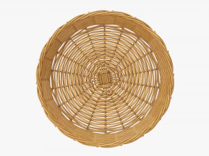 wicker basket medium brown round 3D Model