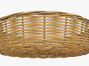 wicker basket medium brown round 3D Model