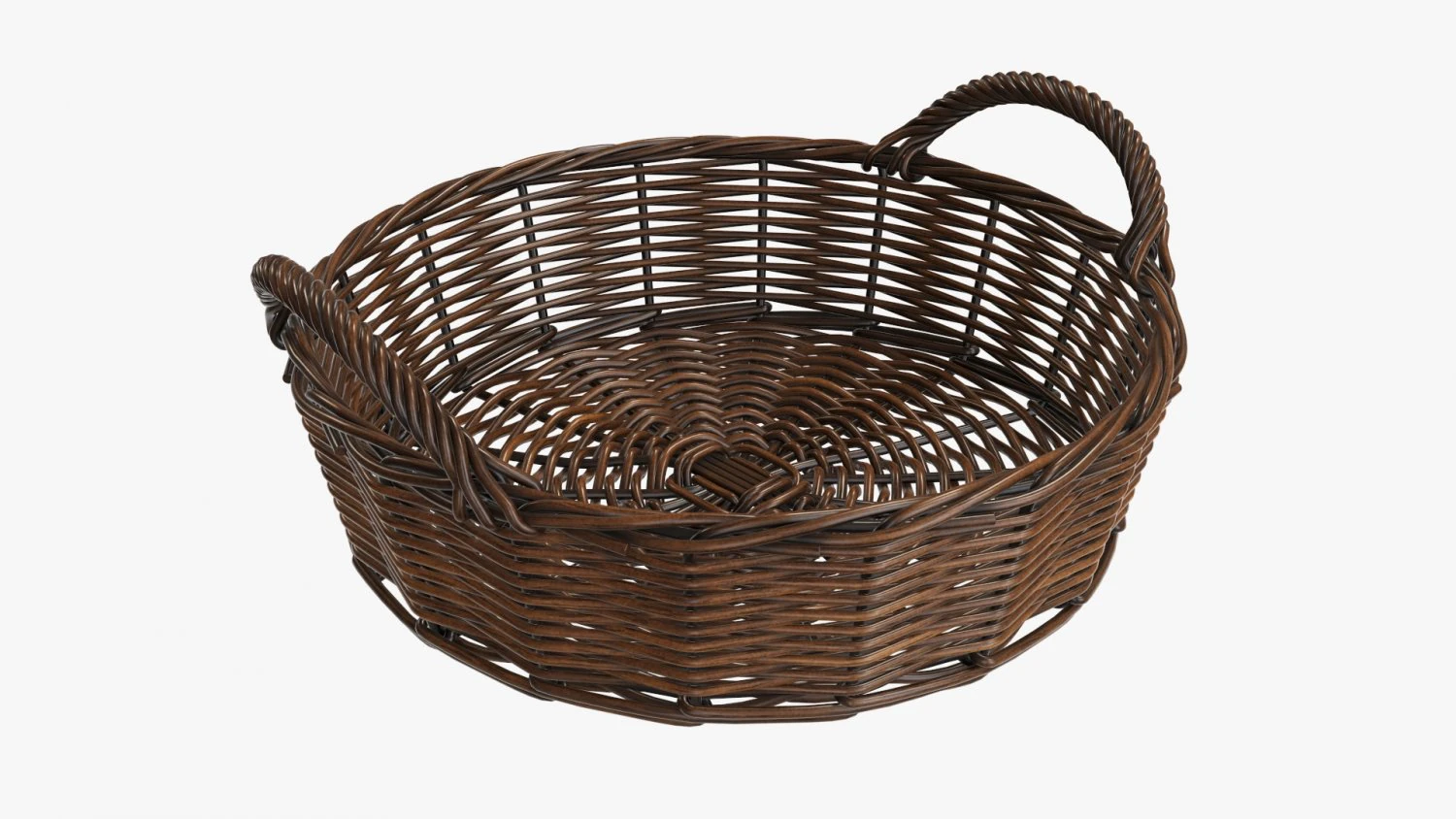 wicker basket with handle dark brown round 3D Model .c4d .max .obj .3ds .fbx .stl .blend 