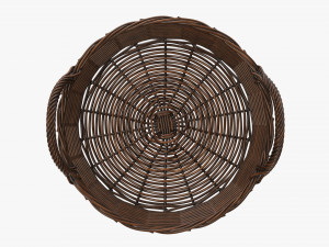 wicker basket with handle dark brown round 3D मॉडल