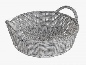 wicker basket with handle dark brown round 3D मॉडल