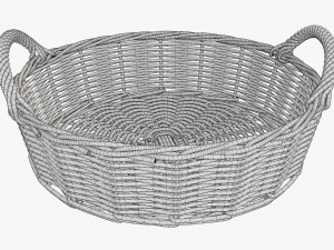 wicker basket with handle dark brown round 3D मॉडल