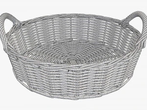 wicker basket with handle dark brown round 3D Model