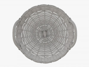 wicker basket with handle dark brown round 3D मॉडल