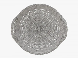 wicker basket with handle dark brown round 3D Model