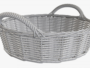 wicker basket with handle dark brown round 3D मॉडल