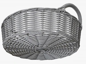 wicker basket with handle dark brown round 3D Model