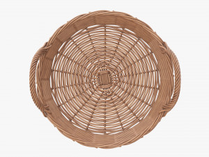 wicker basket with handle light brown round Modelo 3D