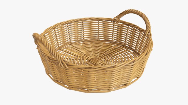 wicker basket with handle medium brown round 3Dモデル .c4d .max .obj .3ds .fbx .stl .blend 
