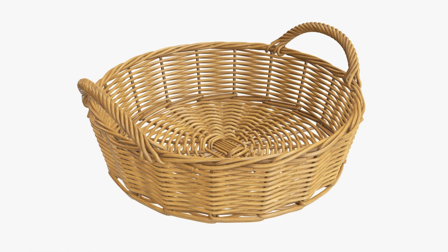 wicker basket with handle medium brown round 3D Model .c4d .max .obj .3ds .fbx .stl .blend 