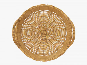 wicker basket with handle medium brown round 3Dモデル