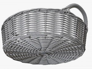 wicker basket with handle medium brown round 3Dモデル