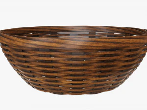 dark brown wicker basket with clipping path 2 3D Model