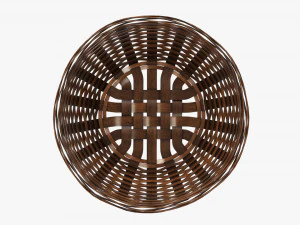 dark brown wicker basket with clipping path 2 3D Model