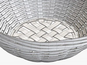 dark brown wicker basket with clipping path 2 3D Model