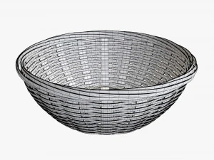 light brown wicker basket with clipping path 2 3D Model