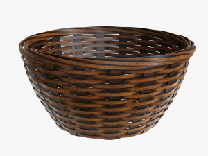 dark brown wicker basket with clipping path 3D Model