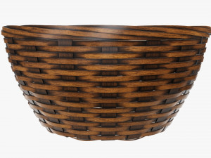 dark brown wicker basket with clipping path 3D Model