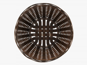 dark brown wicker basket with clipping path 3D Model