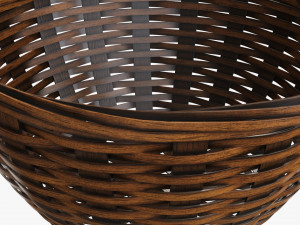 dark brown wicker basket with clipping path 3D Model