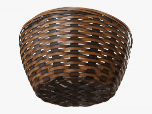 dark brown wicker basket with clipping path 3D Model