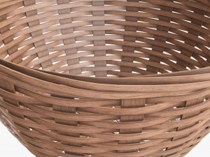 light brown wicker basket with clipping path Model 3D
