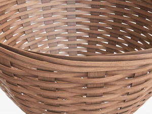 light brown wicker basket with clipping path 3D Model