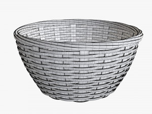 light brown wicker basket with clipping path Model 3D