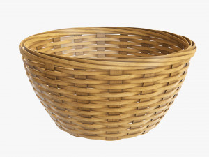 medium brown wicker basket with clipping path 3D Model