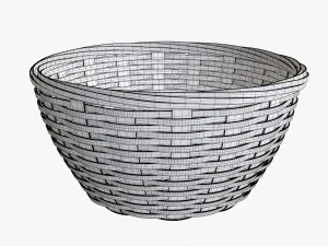 medium brown wicker basket with clipping path 3D Model