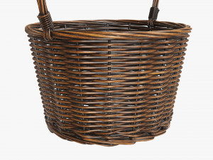 dark brown wicker basket with handle Model 3D