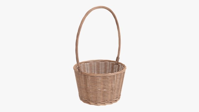 light brown wicker basket with handle Modelo 3D .c4d .max .obj .3ds .fbx .stl .blend 