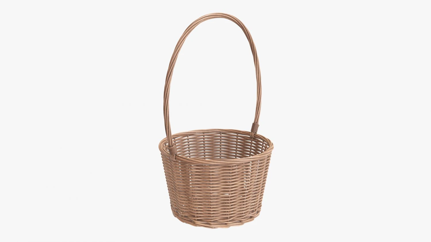 light brown wicker basket with handle 3D Model .c4d .max .obj .3ds .fbx .stl .blend 