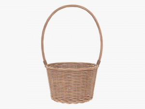 light brown wicker basket with handle Modelo 3D