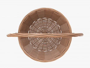 light brown wicker basket with handle Modelo 3D