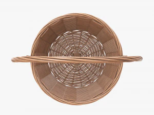 light brown wicker basket with handle 3D Model