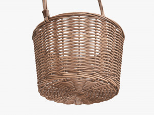 light brown wicker basket with handle Modelo 3D